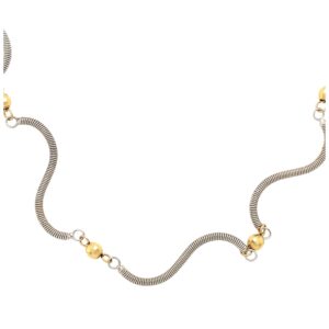 14K Two-Tone Twisting Link & Bead Necklace