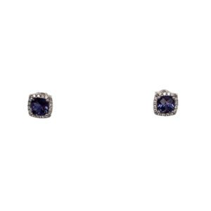14K White Gold Lab-Grown Alexandrite & Diamond Stud Earrings