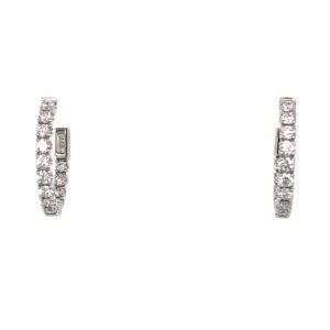 14K White Gold .92ctw Diamond Inside-Out Hoop Earrings