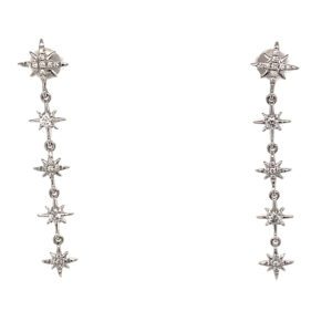 14K White Gold .24ctw Diamond Celestial Dangle Earrings