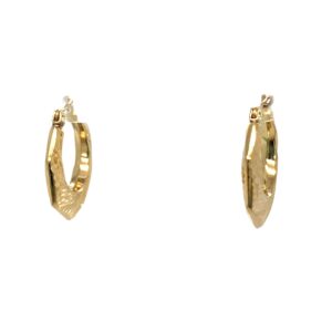 14K Gold Textured Geometric Hoop Earrings