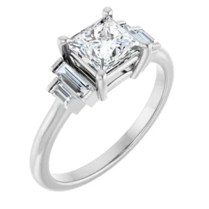 Five-Stone Engagement Ring with Graduated Baguette Side Stones