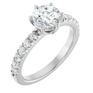 Six-Prong Engagement Ring with Diamond Accents