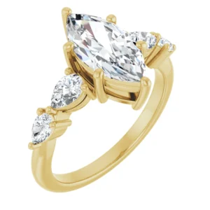 Five-Stone Engagement Ring with Pear-Shaped Side Stones