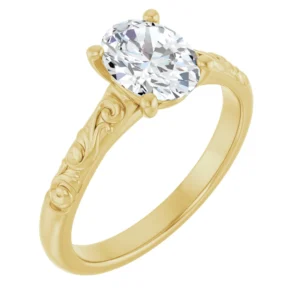 Solitaire Engagement Ring with Carved Design