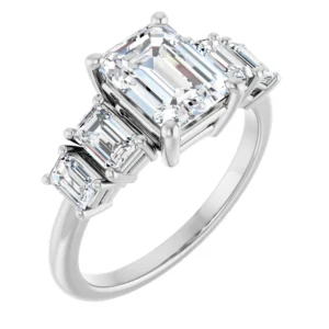 Five-Stone Engagement Ring with Baguette Side Stones
