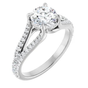 Engagement Ring with Split Band & Hidden Halo