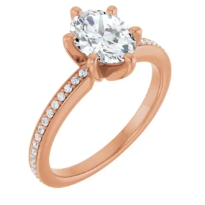 Six-Prong Engagement Ring with Accent Diamonds