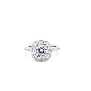 Cathedral Style Engagement Ring with Cushion Halo