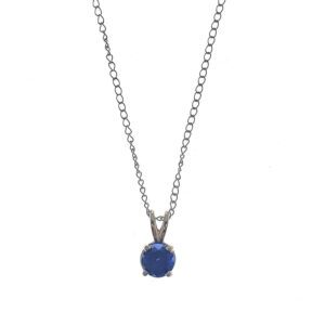 14K White Gold Sapphire Pendant