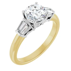 Engagement Ring with Tapered Baguette Side Stones