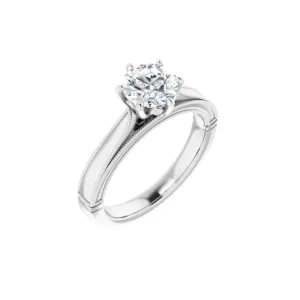 Solitaire Engagement Ring with Milgrain Detailing