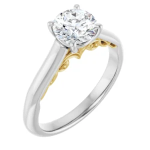 Solitaire Engagement Ring with Detailed Undercarriage
