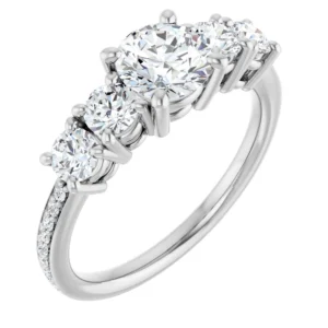 Five-Stone Engagement Ring with Accent Diamonds