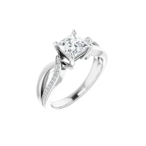 Engagement Ring with Twisting-Style Band