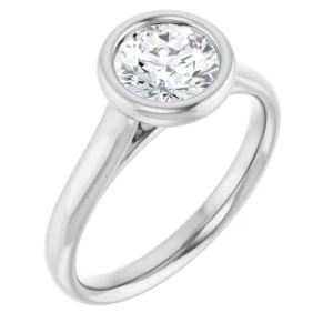 Modern Engagement Ring with Bezel Setting & Cathedral