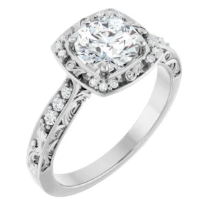 Sculptural Halo-Style Engagement Ring