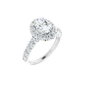 Halo Engagement Ring with Decorated Bridge