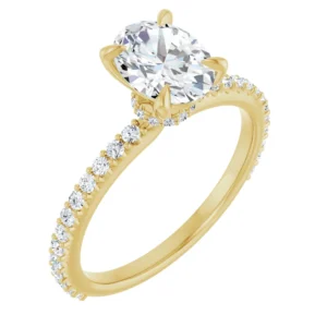 Hidden Halo Engagement Ring with Accent Diamonds