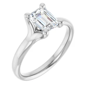 Solitaire Engagement Ring with Swooping Four-Prong Design