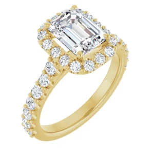 Halo Engagement Ring with Diamond-Accented Cathedral
