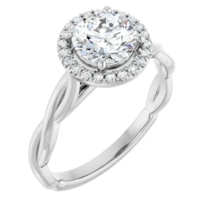 Halo Engagement Ring with Twisted Infinity Band