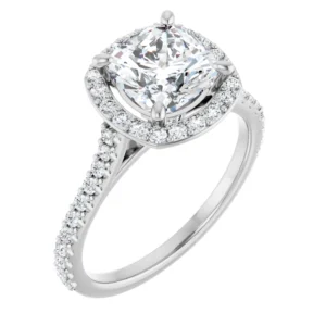 Halo Engagement Ring with Bezel-Set Diamond in Undercarriage