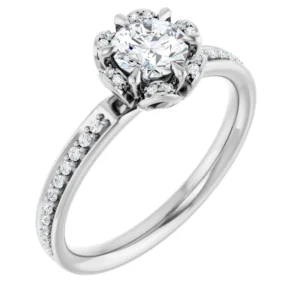 Engagement Ring with Floral Halo Design