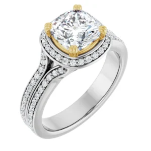 Halo Engagement with Double Row of Accent Diamonds