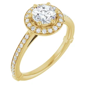 Halo Engagement Ring with Cathedral & Accent Diamonds