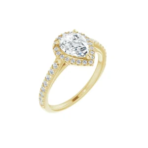 French-Set Engagement Ring with Halo & Cathedral