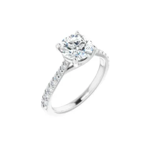French-Set Engagement Ring with Tapered Cathedral
