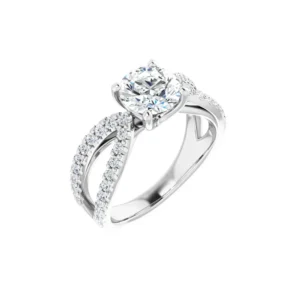 Engagement Ring with Tapered Split Band Accented with Diamonds
