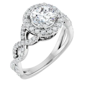 Halo Engagement Ring with Infinity Design