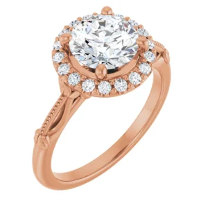 Nature-Inspired Engagement Ring with Halo