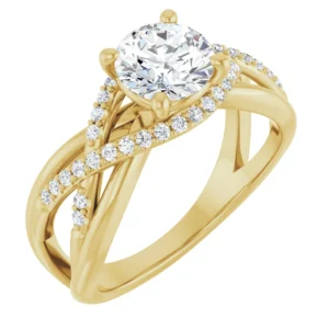 Engagement Ring with Twisting Infinity-Style & Halo Design