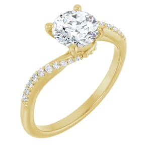 Engagement Ring with Twisting Bypass-Style Band