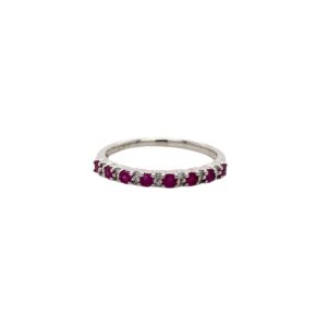 14K White Gold Ruby & Diamond Band