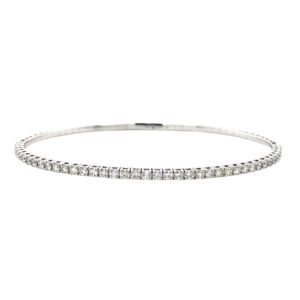 14K White Gold 1.00ctw Diamond Flexible Bangle