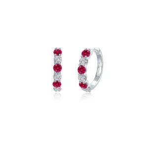 Lafonn Sterling Silver Lassaire & Lab-Grown Ruby Josie Hoop Earrings