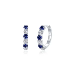 Lafonn Sterling Silver Lassaire & Lab-Grown Sapphire Josie Hoop Earrings