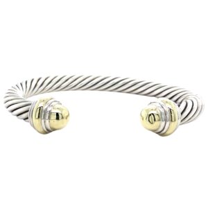 David Yurman Sterling Silver Bangle with 14K Gold Accents