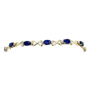 10K Gold Sapphire & Diamond Bracelet