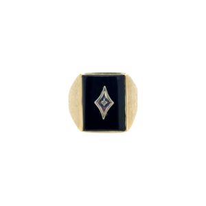 10K Gold Onyx & Diamond Ring