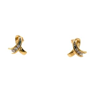 10K Gold Diamond Ribbon Earrings