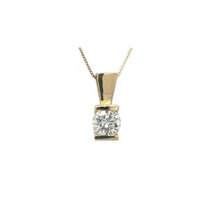 14K Gold .80 Carat Round Brilliant Diamond Solitaire Pendant