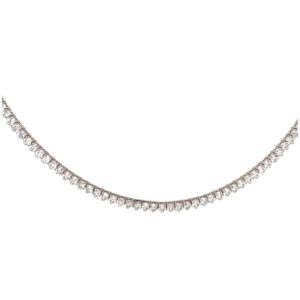 14K White Gold 8.35ctw Diamond Tennis Necklace – 17"