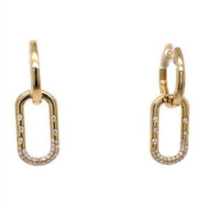 14K Yellow Gold .36ctw Diamond Square Dangle Earrings