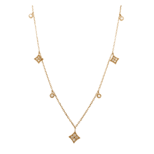 14K Yellow Gold .21ctw Diamond Decorated Station Necklace – 16-18"