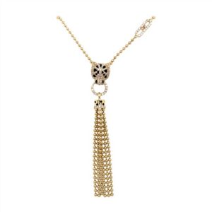 14K Yellow Gold .90ctw Diamond Panther Necklace - 18"